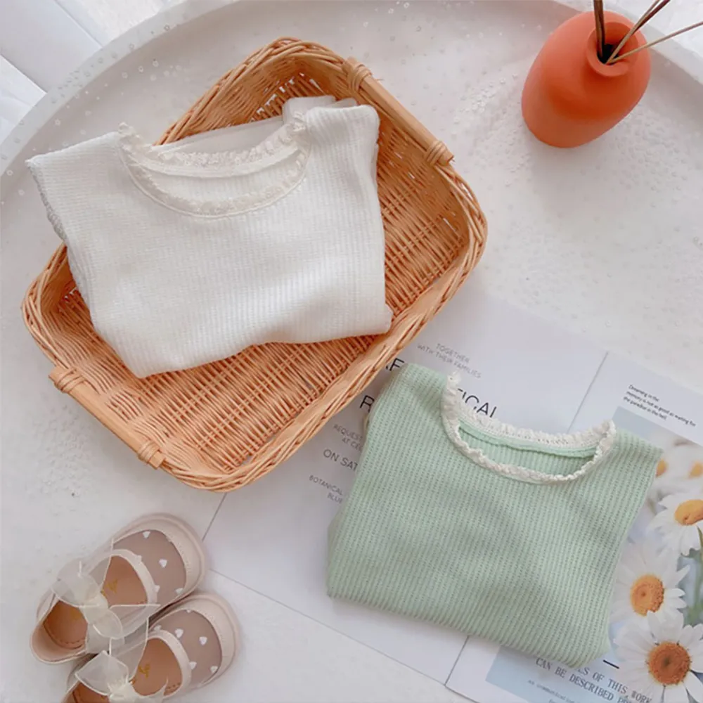 Girl Baby Summer Fresh Lace Short Sleeve Round Neck Top T-shirt