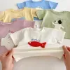 Children's Patch T-shirt 2025 New Summer Boys' Three Dimensional Elephant Short Sleeve Top Baby Thin Girls' Bottom Shirt