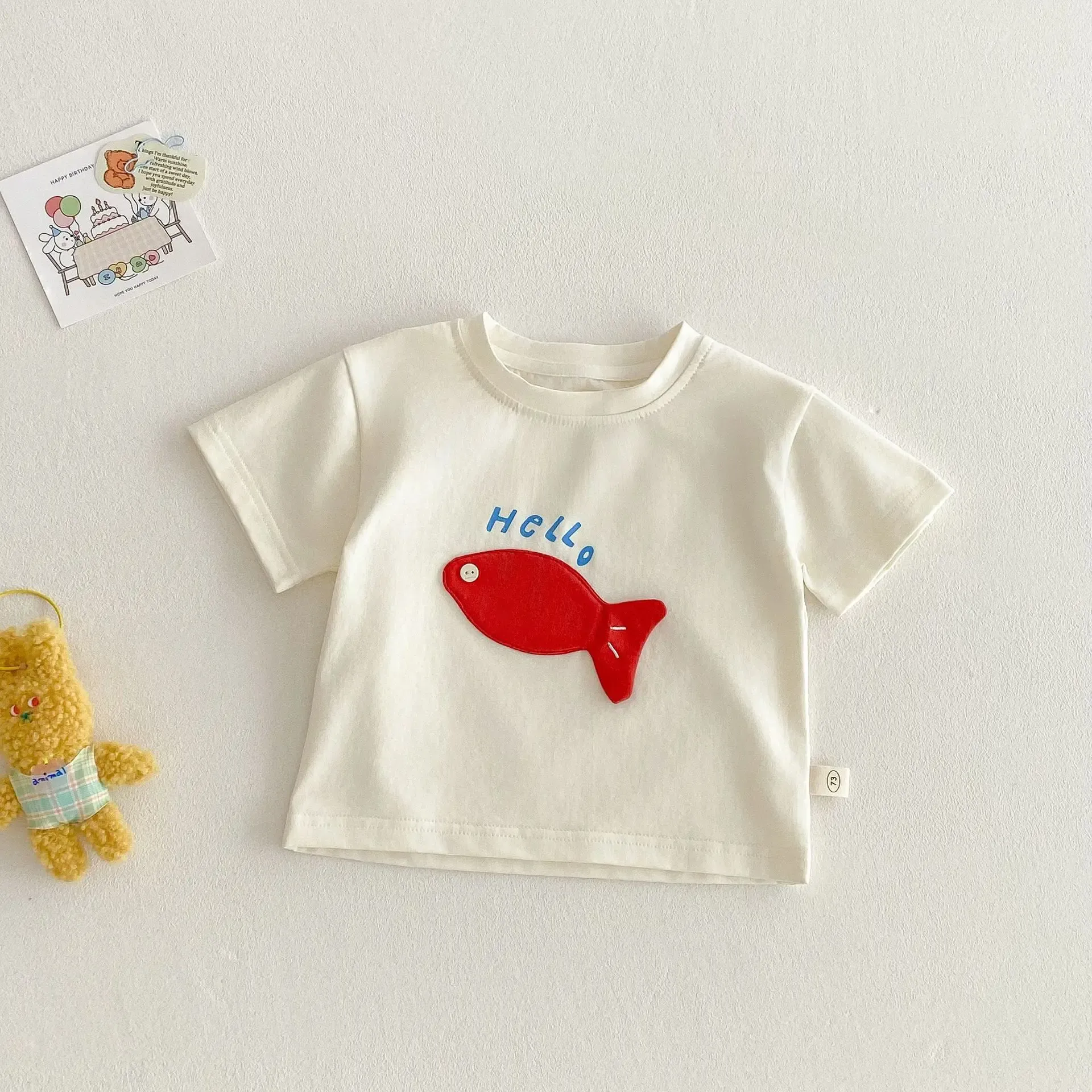 Children's Patch T-shirt 2025 New Summer Boys' Three Dimensional Elephant Short Sleeve Top Baby Thin Girls' Bottom Shirt