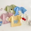 Children's Patch T-shirt 2025 New Summer Boys' Three Dimensional Elephant Short Sleeve Top Baby Thin Girls' Bottom Shirt