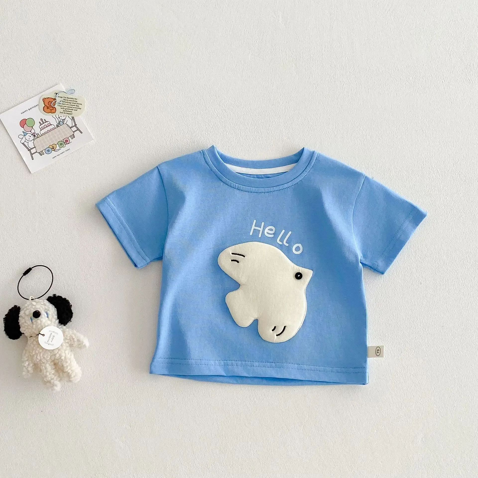 Children's Patch T-shirt 2025 New Summer Boys' Three Dimensional Elephant Short Sleeve Top Baby Thin Girls' Bottom Shirt