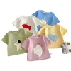 Children's Patch T-shirt 2025 New Summer Boys' Three Dimensional Elephant Short Sleeve Top Baby Thin Girls' Bottom Shirt