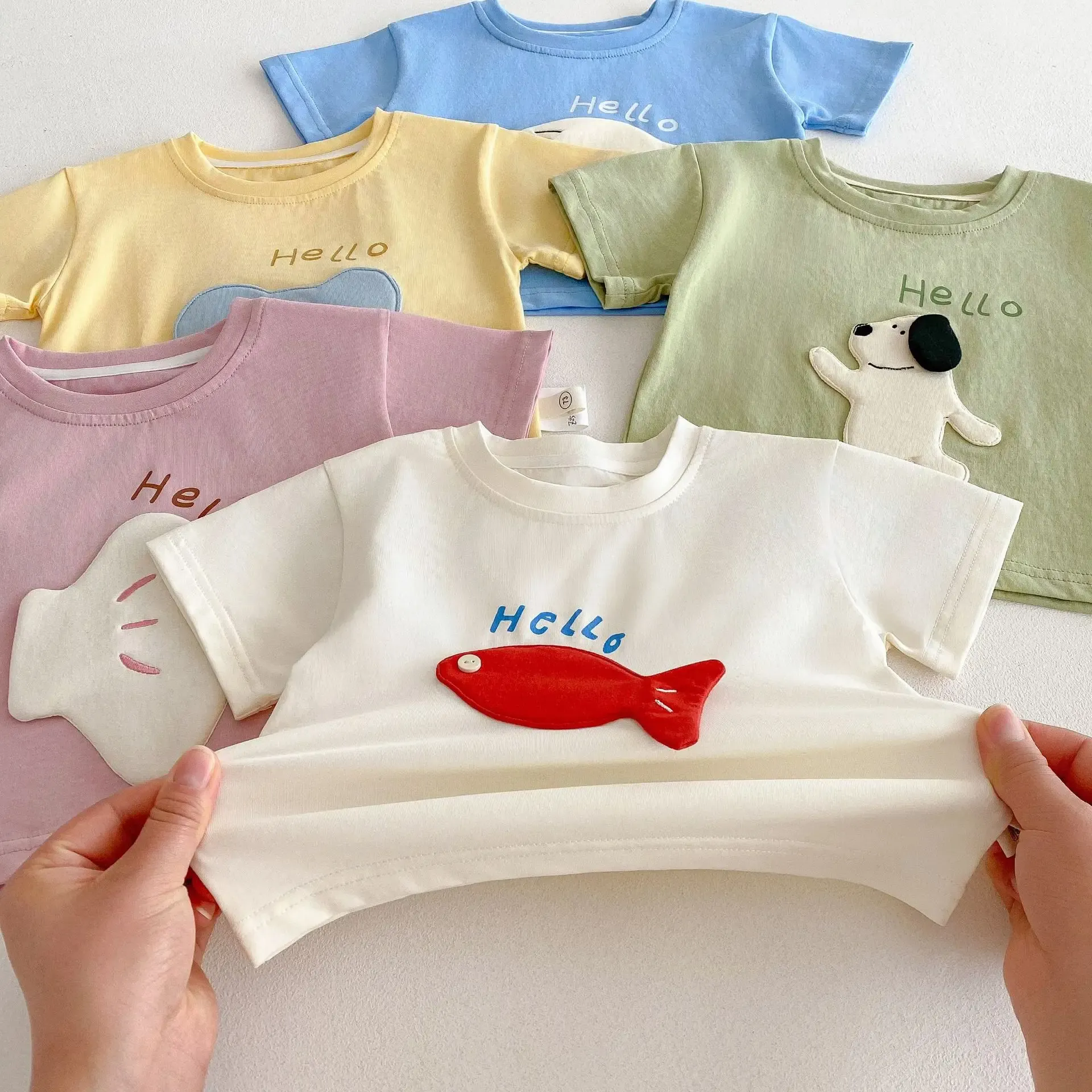 Children's Patch T-shirt 2025 New Summer Boys' Three Dimensional Elephant Short Sleeve Top Baby Thin Girls' Bottom Shirt