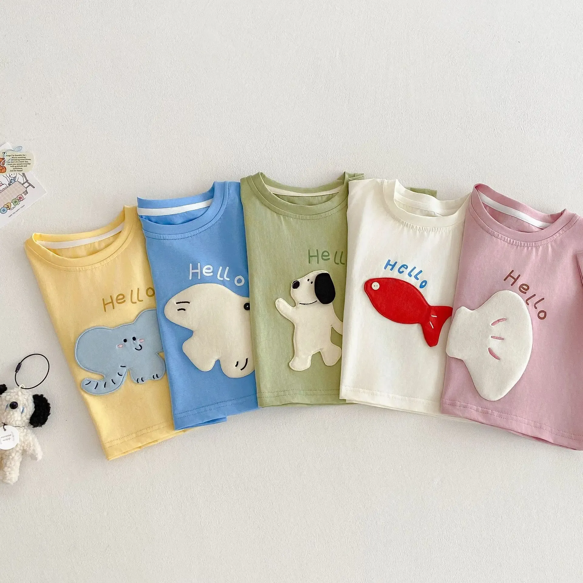 Children's Patch T-shirt 2025 New Summer Boys' Three Dimensional Elephant Short Sleeve Top Baby Thin Girls' Bottom Shirt