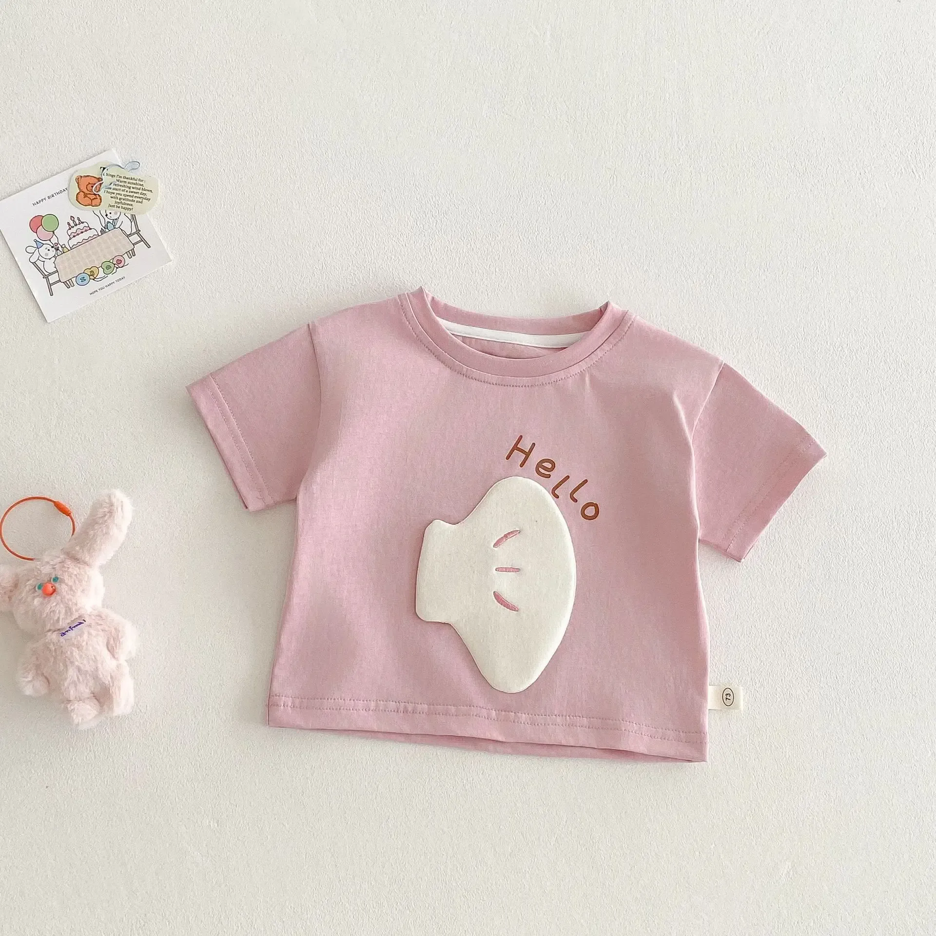 Children's Patch T-shirt 2025 New Summer Boys' Three Dimensional Elephant Short Sleeve Top Baby Thin Girls' Bottom Shirt