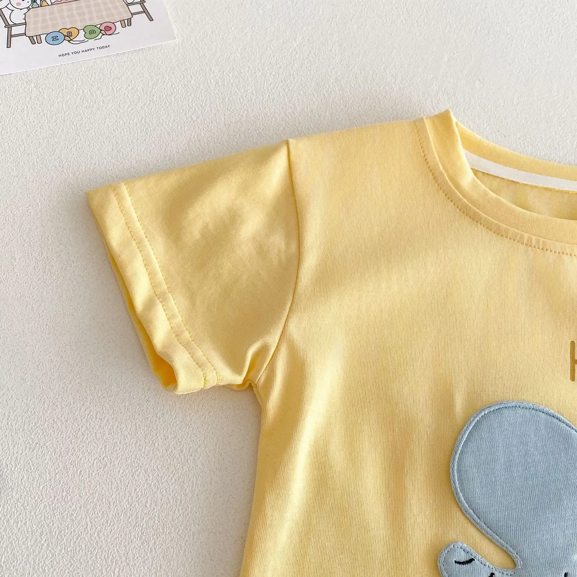 Children's Patch T-shirt 2025 New Summer Boys' Three Dimensional Elephant Short Sleeve Top Baby Thin Girls' Bottom Shirt