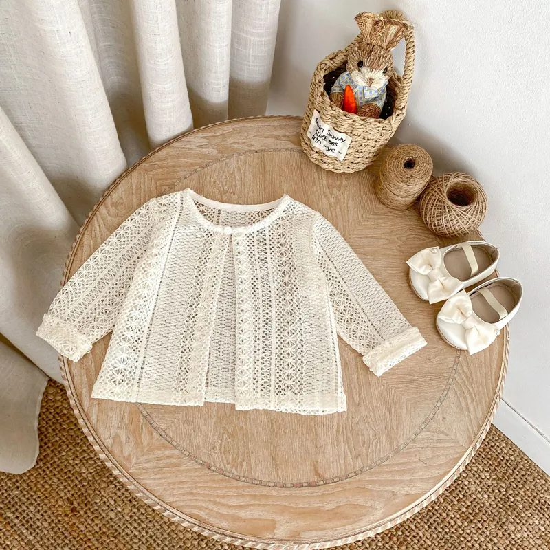 Summer new style baby clothes for 0-3 years old, baby girl starry sky hollow net long-sleeved sun-proof shirt and cardigan