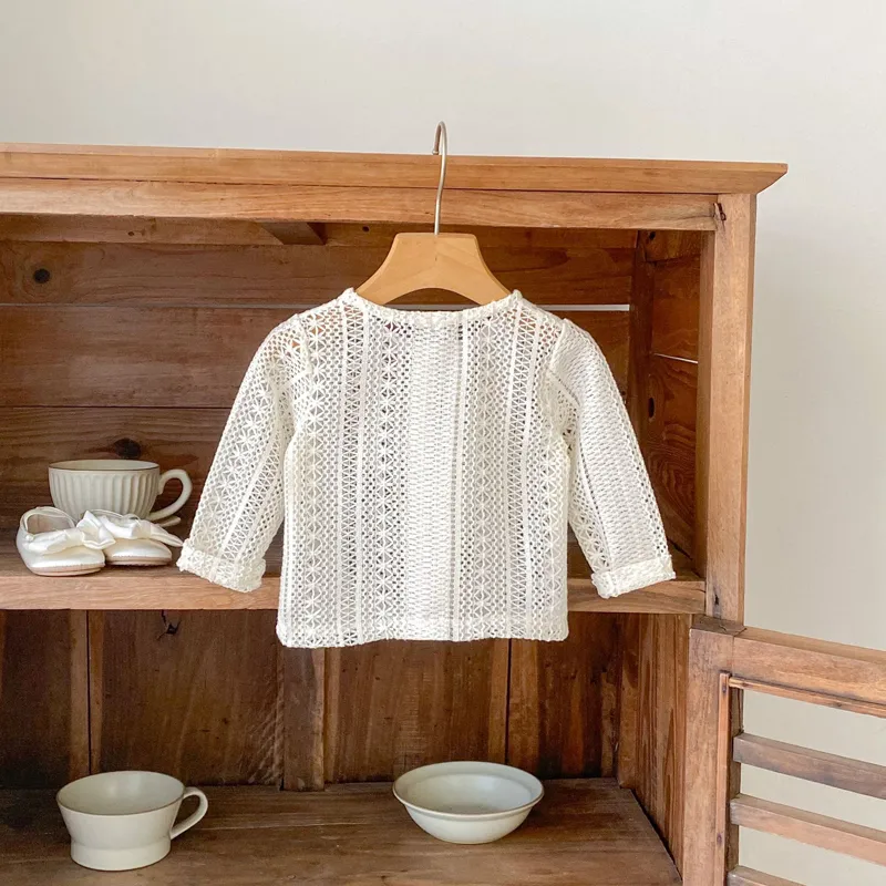 Summer new style baby clothes for 0-3 years old, baby girl starry sky hollow net long-sleeved sun-proof shirt and cardigan