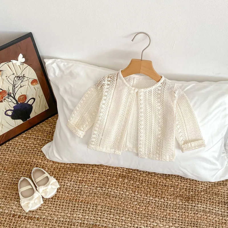 Summer new style baby clothes for 0-3 years old, baby girl starry sky hollow net long-sleeved sun-proof shirt and cardigan