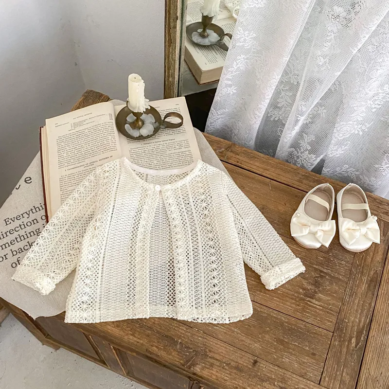 Summer new style baby clothes for 0-3 years old, baby girl starry sky hollow net long-sleeved sun-proof shirt and cardigan