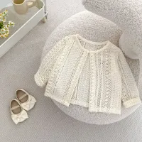 Summer new style baby clothes for 0-3 years old, baby girl starry sky hollow net long-sleeved sun-proof shirt and cardigan