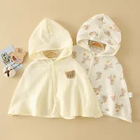Summer Baby Cloak Sun Protection Hooded Cloaks Cute Bear Bunny Print Kids Clothes for Boy Girl Breathable Outdoor Sunscreen Coat