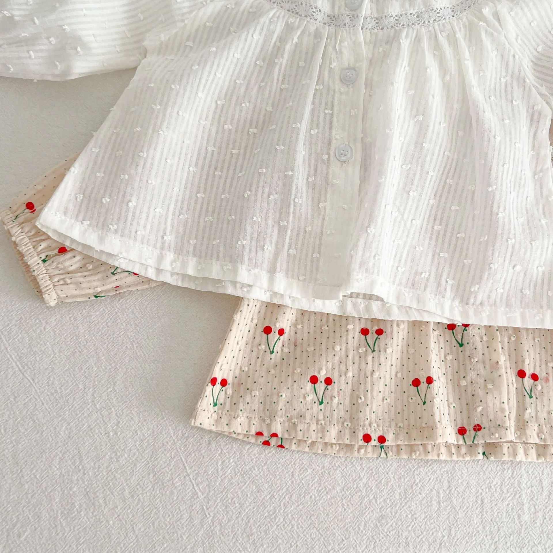 Summer Newborn Infant Baby Girls Thin Sun Protection Clothing Cherry Printing Hooded Coat Ventilate Jacket Kids Baby Clothing