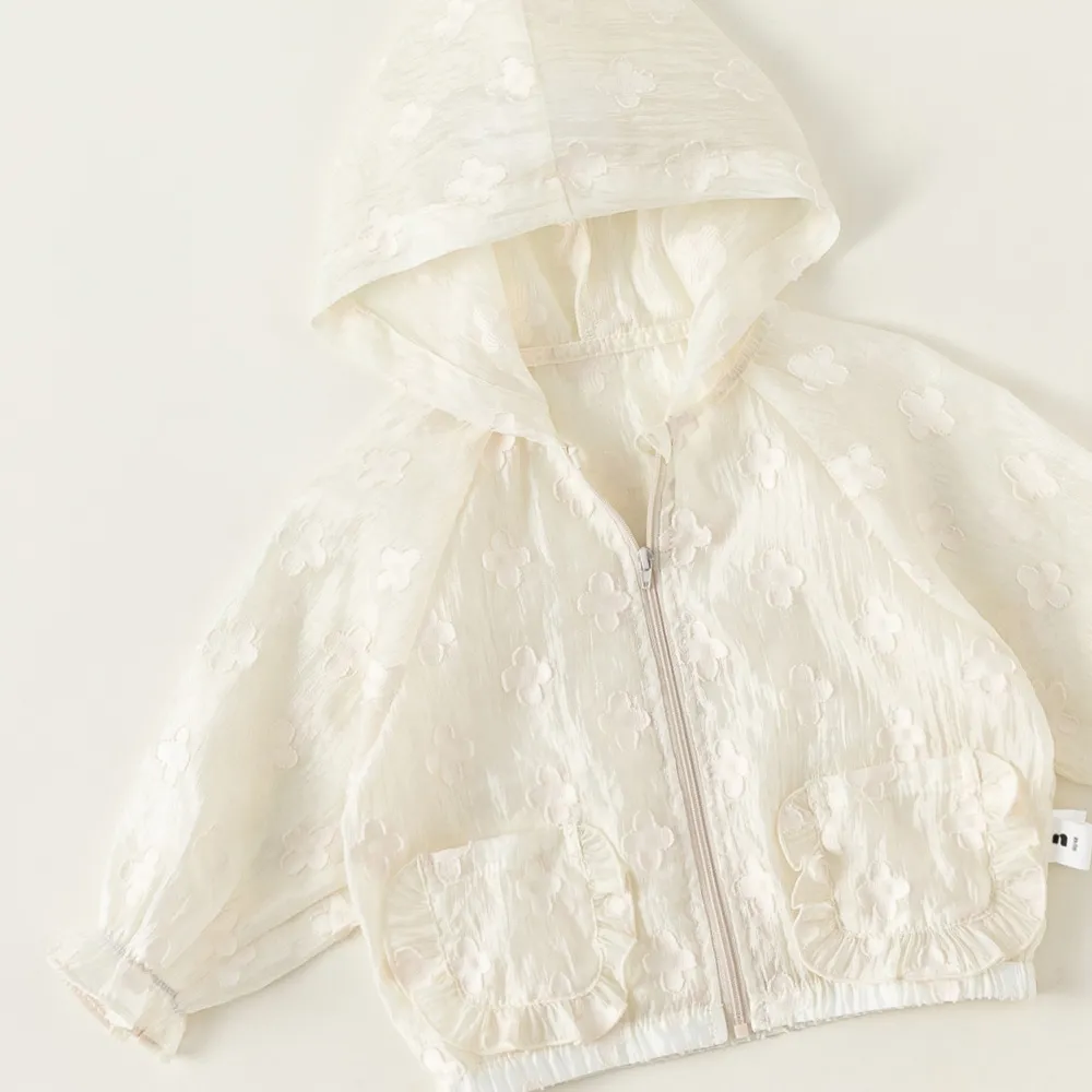 2 3 4 5 6 7 8 Years Girls Coat Spring Summer Thin Section Fashion Hooded Zipper Windbreaker Outerwear Sun Protection Clothing
