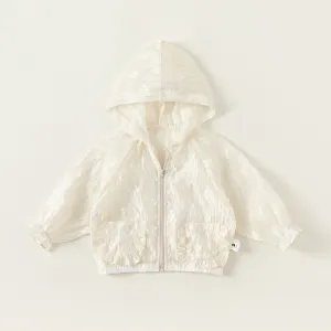 2 3 4 5 6 7 8 Years Girls Coat Spring Summer Thin Section Fashion Hooded Zipper Windbreaker Outerwear Sun Protection Clothing