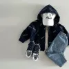 2025 Autumn New Baby Long Sleeve Letter Print Coat Cotton Children Casual Zipper Hooded Jacket Cotton Infant Boy Pocket Hoodie