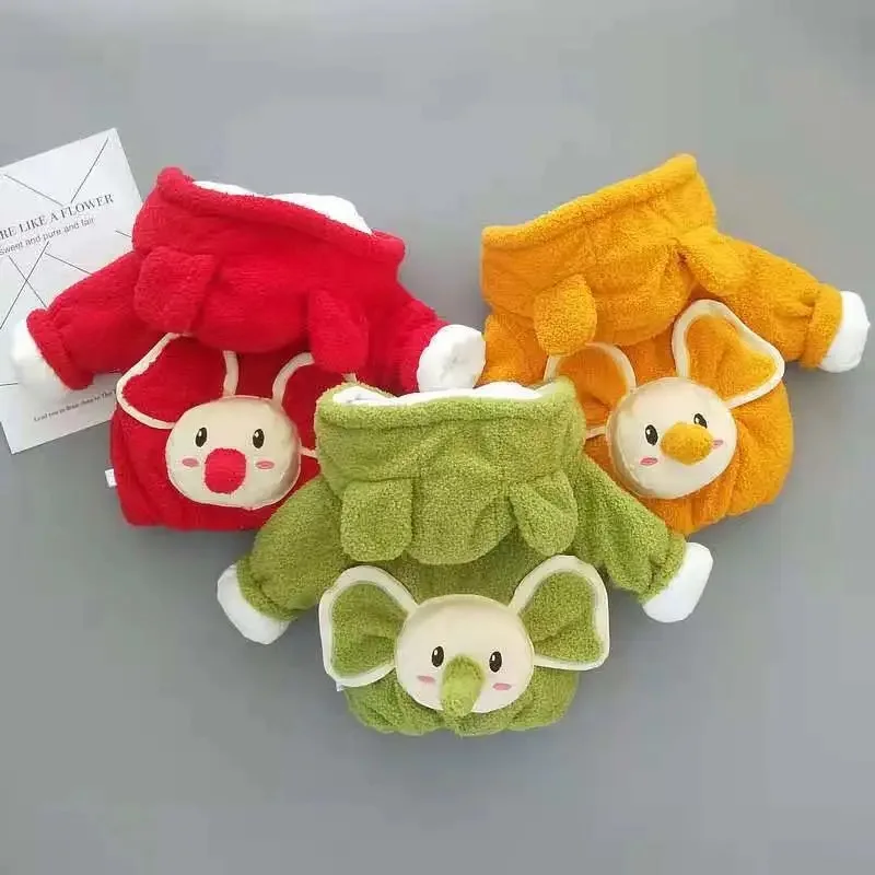 3 6 9 12 18 24 36 Months Baby Boys Jacket Autumn Winter Warm Cotton Padded Coats For Girl Cute Elephant Plush Princess Outerwear