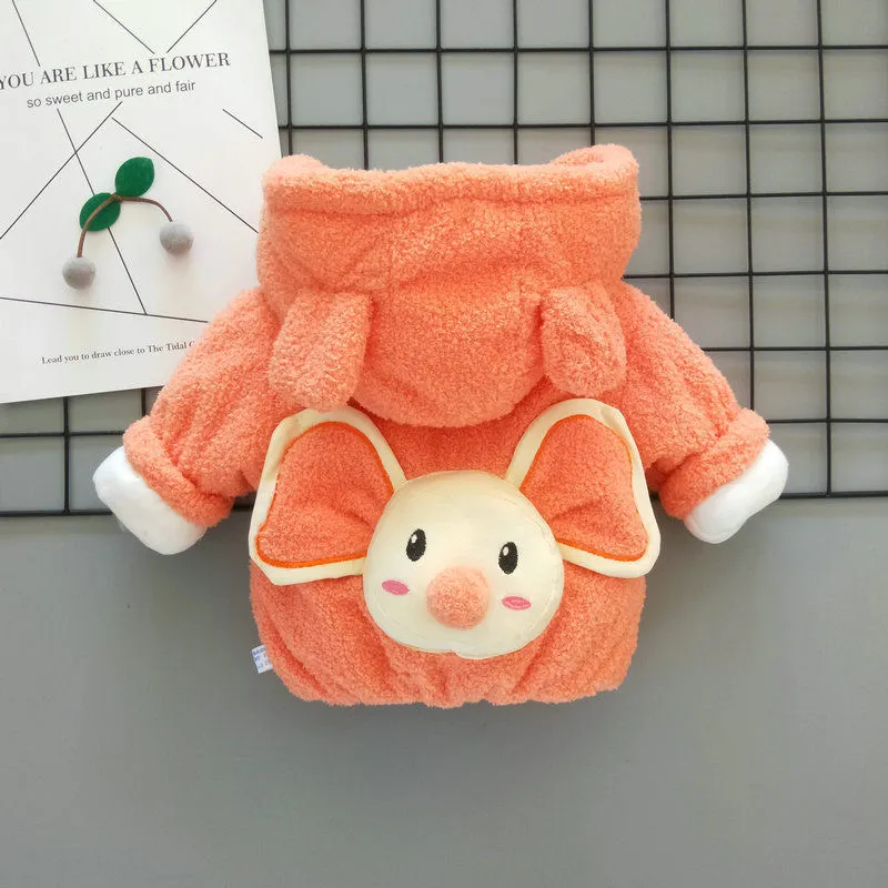 3 6 9 12 18 24 36 Months Baby Boys Jacket Autumn Winter Warm Cotton Padded Coats For Girl Cute Elephant Plush Princess Outerwear