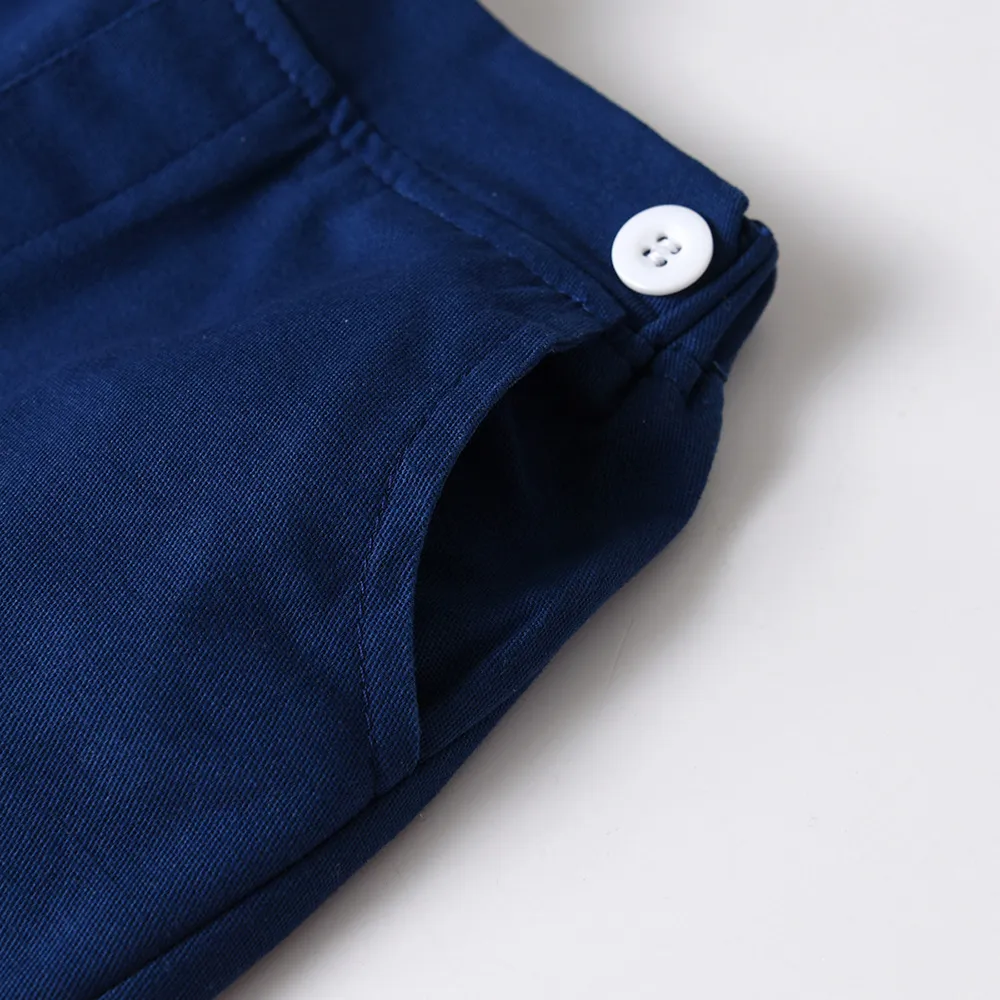 70-140cm Children Boys' Cotton Striped Short-sleeved Shirt and Shorts with Straps Set Baby Boy' Summer Outfits