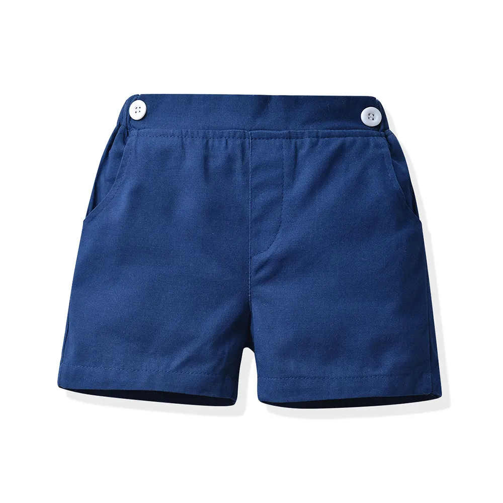 70-140cm Children Boys' Cotton Striped Short-sleeved Shirt and Shorts with Straps Set Baby Boy' Summer Outfits