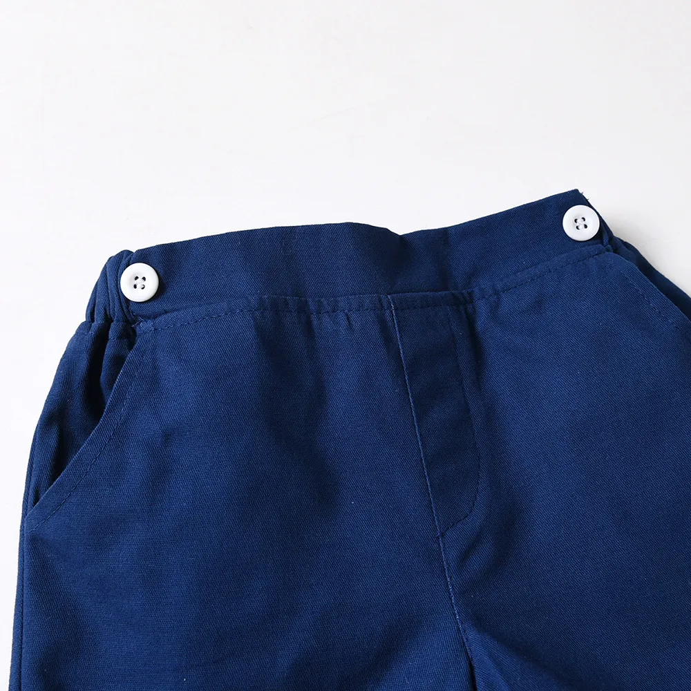 70-140cm Children Boys' Cotton Striped Short-sleeved Shirt and Shorts with Straps Set Baby Boy' Summer Outfits