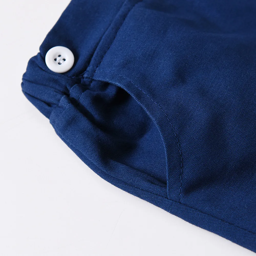 70-140cm Children Boys' Cotton Striped Short-sleeved Shirt and Shorts with Straps Set Baby Boy' Summer Outfits