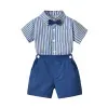 70-140cm Children Boys' Cotton Striped Short-sleeved Shirt and Shorts with Straps Set Baby Boy' Summer Outfits