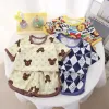 Children Clothing Set Boys and Girls' Clothes Summer Ice Silk Short Sleeved Baby 2Pcs Sets Toddler Loungewear Soft Pajamas 1-7Y