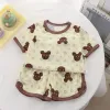 Children Clothing Set Boys and Girls' Clothes Summer Ice Silk Short Sleeved Baby 2Pcs Sets Toddler Loungewear Soft Pajamas 1-7Y