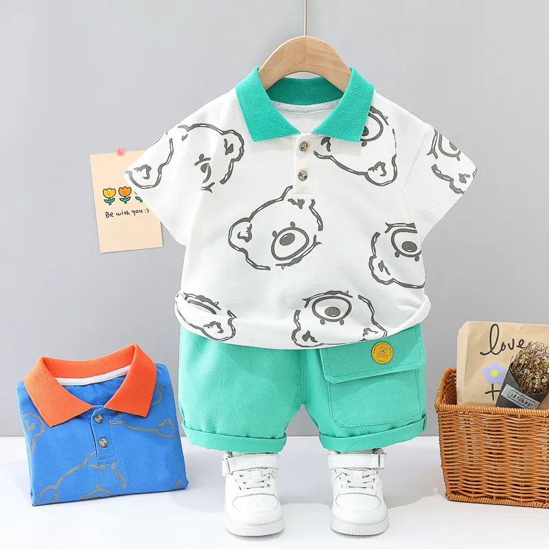 New Summer Baby Girls Clothes Suit Children Boys Fashion Cartoon T-Shirt Shorts 2Pcs/Sets Toddler Casual Costume Kids Tracksuits