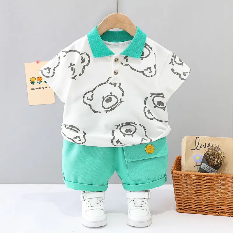 New Summer Baby Girls Clothes Suit Children Boys Fashion Cartoon T-Shirt Shorts 2Pcs/Sets Toddler Casual Costume Kids Tracksuits