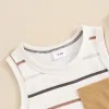 Pudcoco Baby Boy Ribbed Outfits Striped Sleeveless Round Neck Tank Tops Elastic Waist Shorts 2Pcs Summer Set Infant Toddler 0-3T