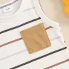 Pudcoco Baby Boy Ribbed Outfits Striped Sleeveless Round Neck Tank Tops Elastic Waist Shorts 2Pcs Summer Set Infant Toddler 0-3T
