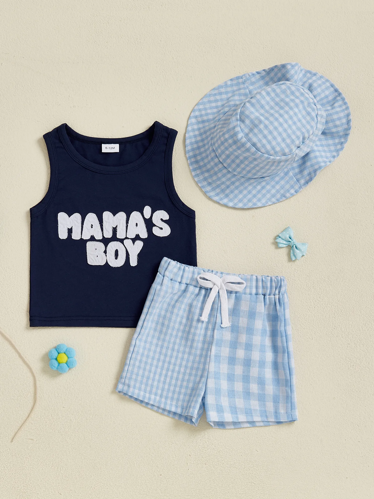 Boys Summer Outfits Sleeveless Tank Tops and Shorts Set with Letter Pattern Elastic Waist and Matching Hat - 3 Piece