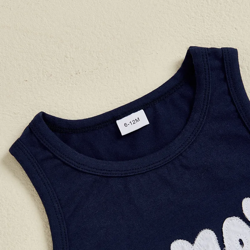 Boys Summer Outfits Sleeveless Tank Tops and Shorts Set with Letter Pattern Elastic Waist and Matching Hat - 3 Piece