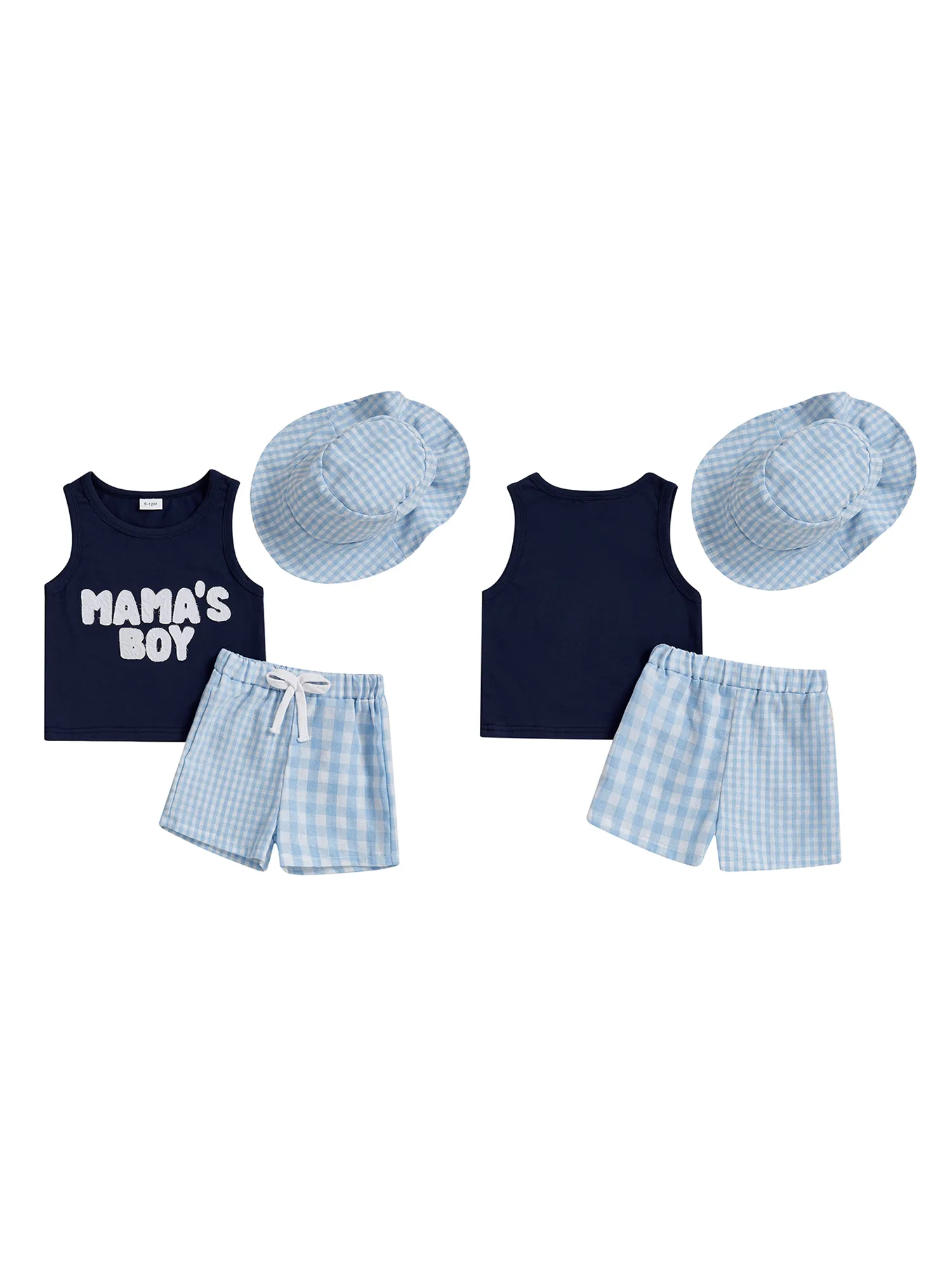Boys Summer Outfits Sleeveless Tank Tops and Shorts Set with Letter Pattern Elastic Waist and Matching Hat - 3 Piece