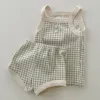 2025 New Baby Sleeveless Clothes Set Boy Girl Summer Thin Cotton Vest + Shorts 2pcs Suit Infant Outfits Toddler Breathable Set