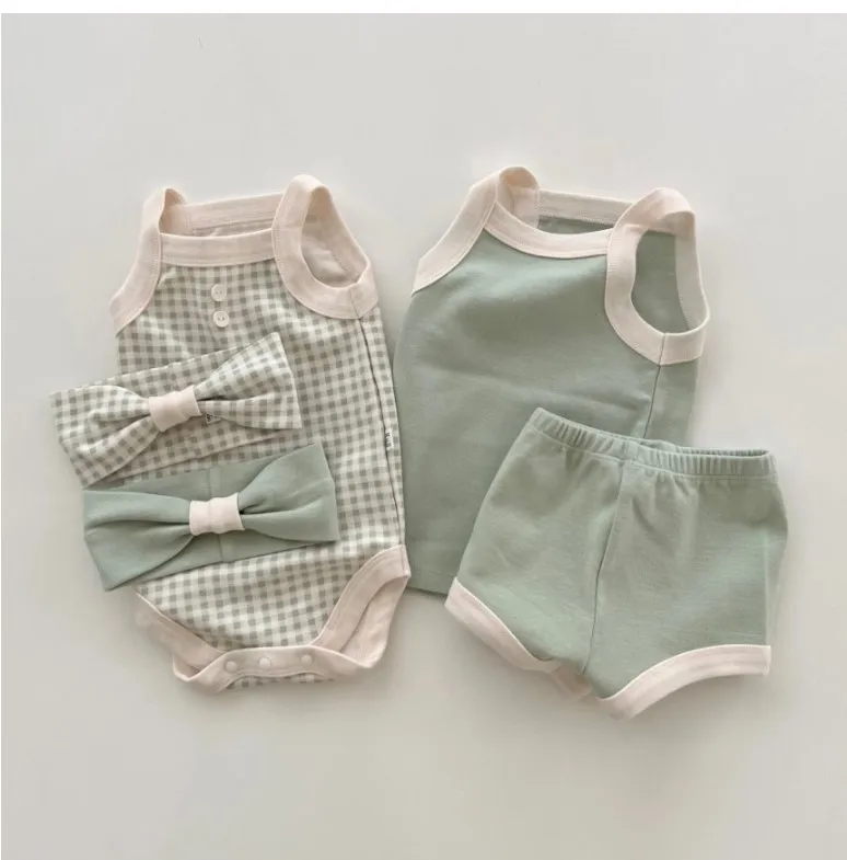 2025 New Baby Sleeveless Clothes Set Boy Girl Summer Thin Cotton Vest + Shorts 2pcs Suit Infant Outfits Toddler Breathable Set