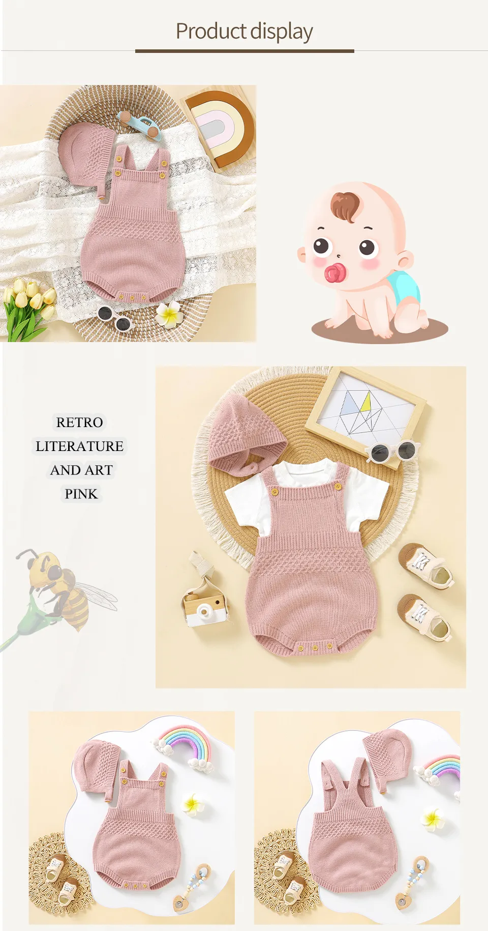 Baby Bodysuits Sleeveless Newborn Boys Girls Solid Color Onesie Hats Outfits Sets 2pcs Infant Unisex Playsuits Children Clothes