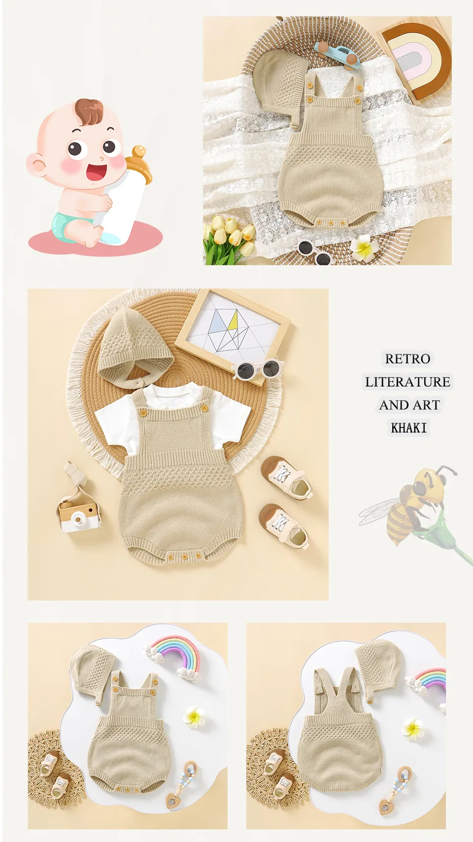 Baby Bodysuits Sleeveless Newborn Boys Girls Solid Color Onesie Hats Outfits Sets 2pcs Infant Unisex Playsuits Children Clothes