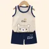 Children Sets Kids Clothes Boys Girls Vest Suit  Summer Children's Clothing baby Cotton T-Shirts Shorts Tank Top Sleeveless