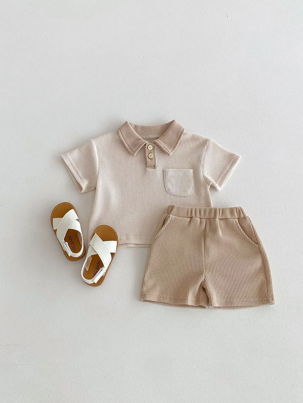 Summer Baby Clothes Set Turn Down Collar T-shirt And Shorts 2Pcs For Boys Toddler Tracksuit Outfit