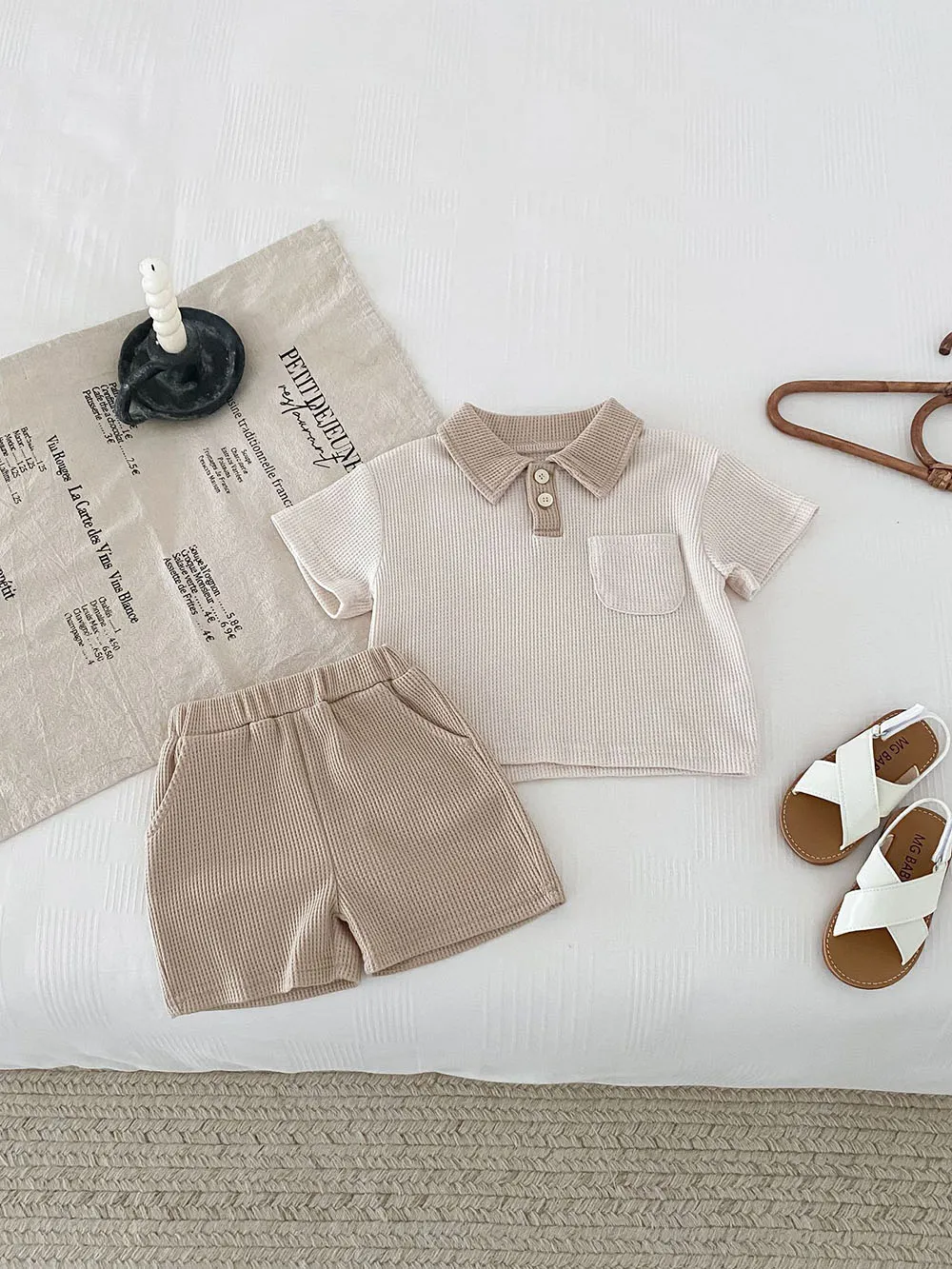 Summer Baby Clothes Set Turn Down Collar T-shirt And Shorts 2Pcs For Boys Toddler Tracksuit Outfit