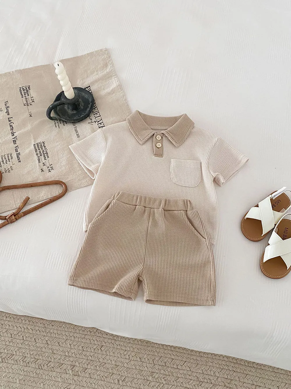 Summer Baby Clothes Set Turn Down Collar T-shirt And Shorts 2Pcs For Boys Toddler Tracksuit Outfit