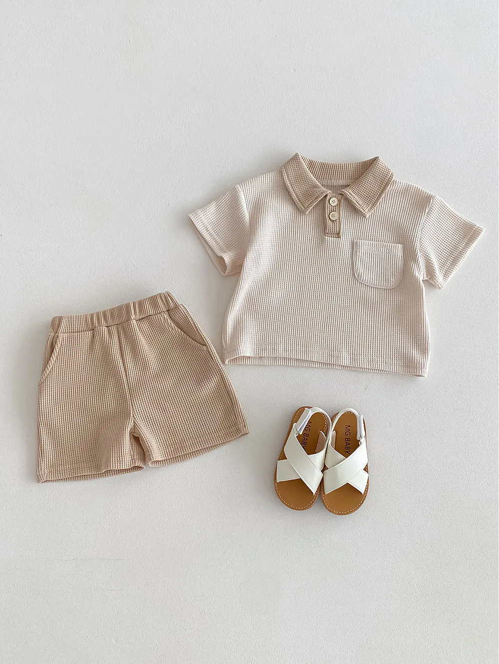 Summer Baby Clothes Set Turn Down Collar T-shirt And Shorts 2Pcs For Boys Toddler Tracksuit Outfit