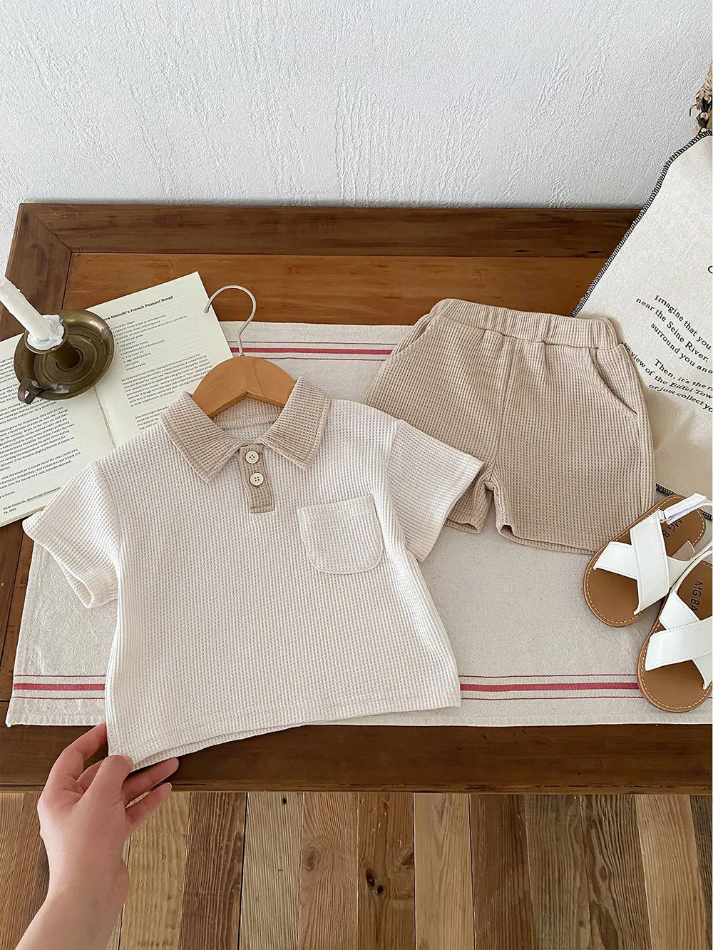 Summer Baby Clothes Set Turn Down Collar T-shirt And Shorts 2Pcs For Boys Toddler Tracksuit Outfit