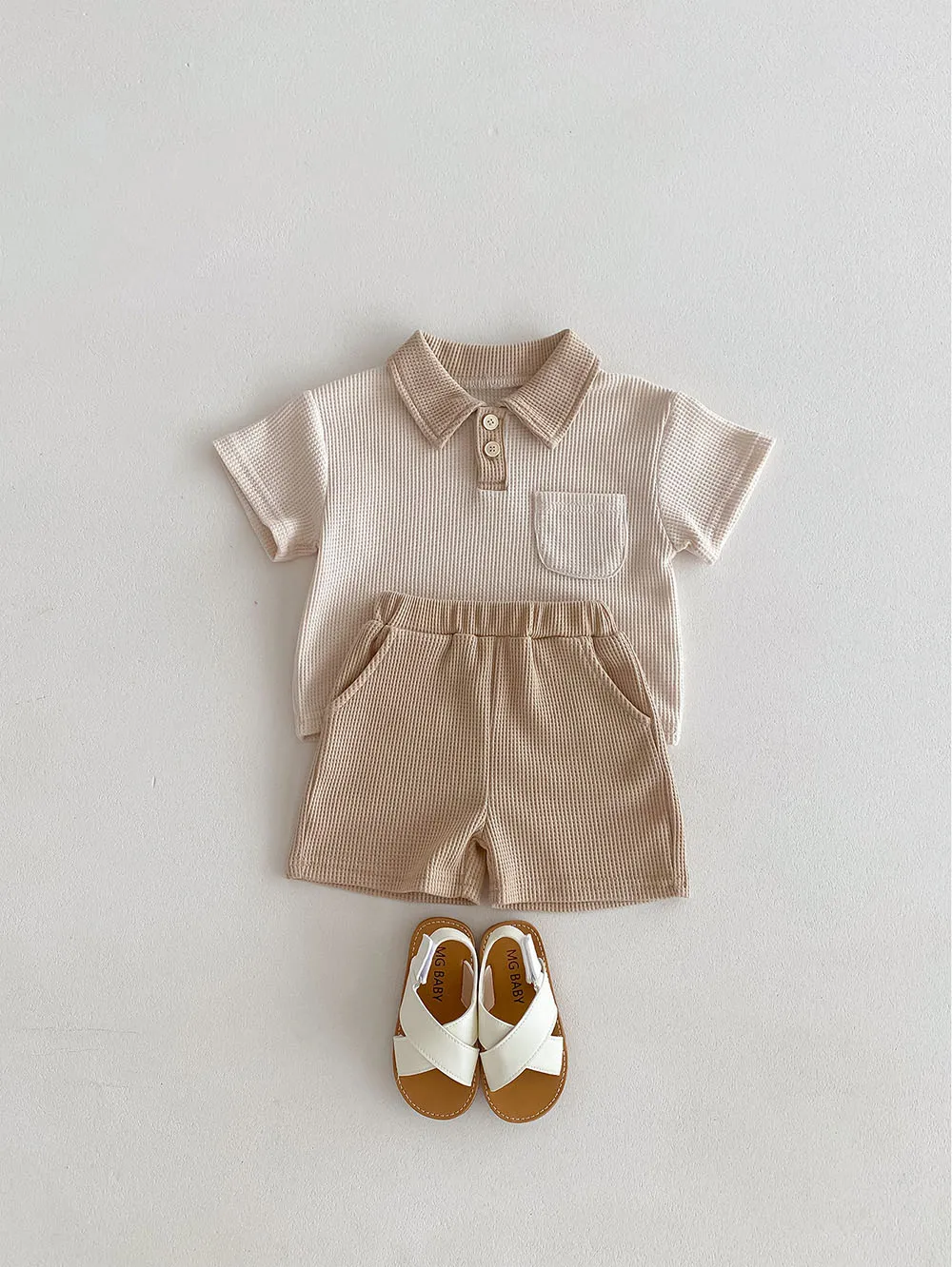 Summer Baby Clothes Set Turn Down Collar T-shirt And Shorts 2Pcs For Boys Toddler Tracksuit Outfit