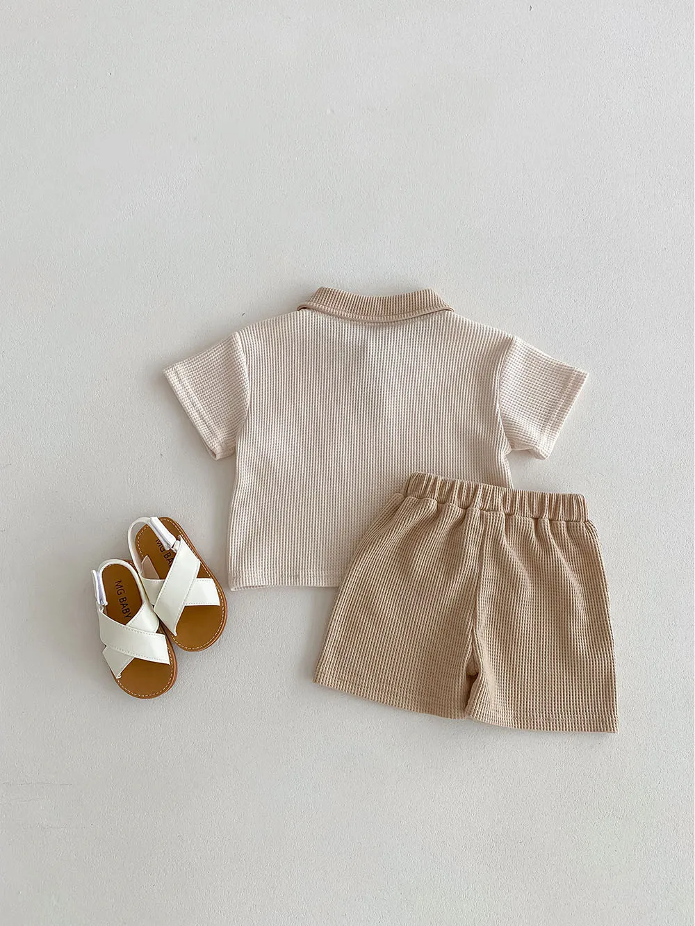 Summer Baby Clothes Set Turn Down Collar T-shirt And Shorts 2Pcs For Boys Toddler Tracksuit Outfit