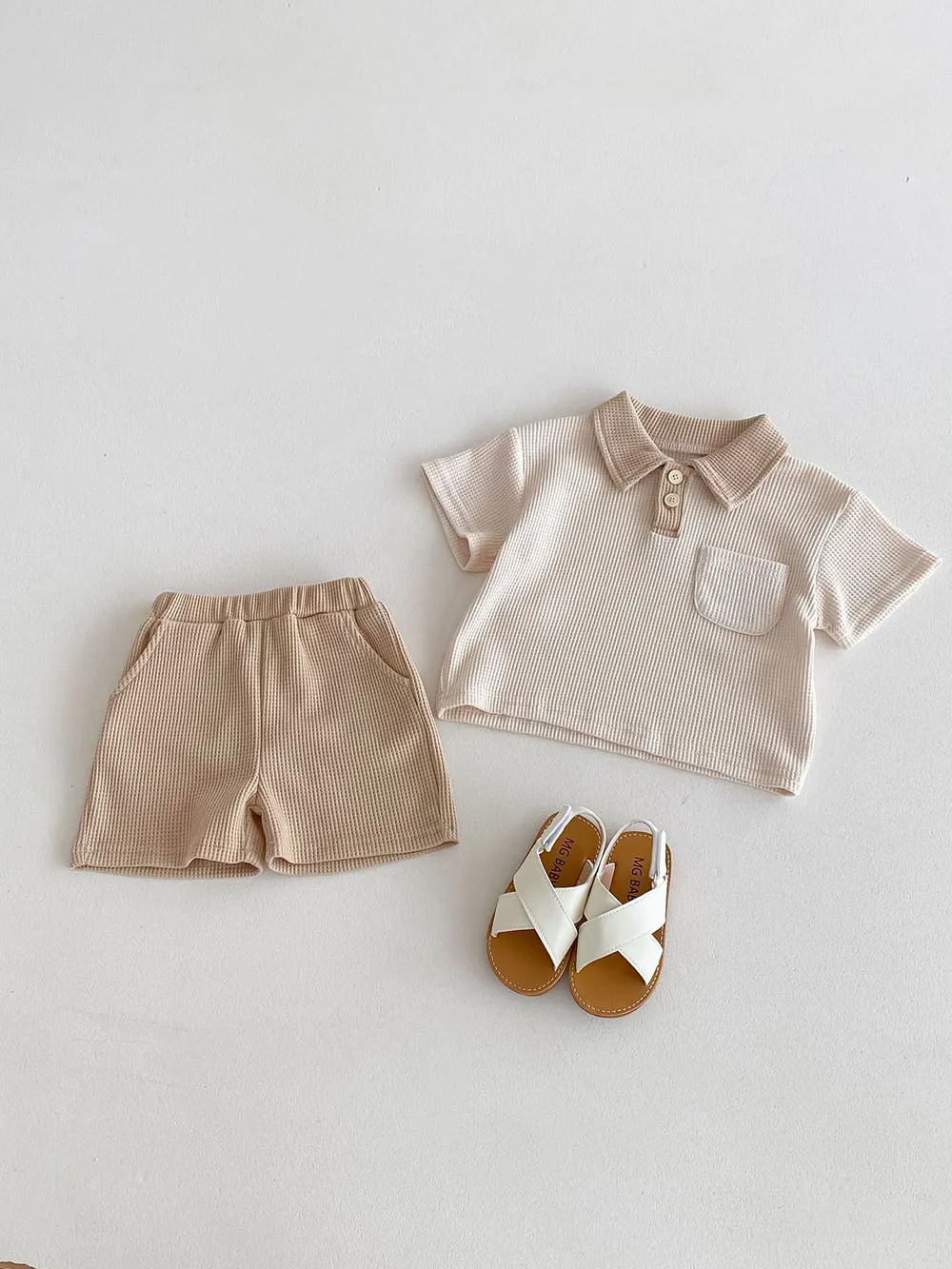 Summer Baby Clothes Set Turn Down Collar T-shirt And Shorts 2Pcs For Boys Toddler Tracksuit Outfit