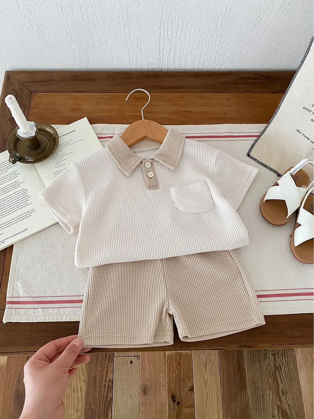 Summer Baby Clothes Set Turn Down Collar T-shirt And Shorts 2Pcs For Boys Toddler Tracksuit Outfit